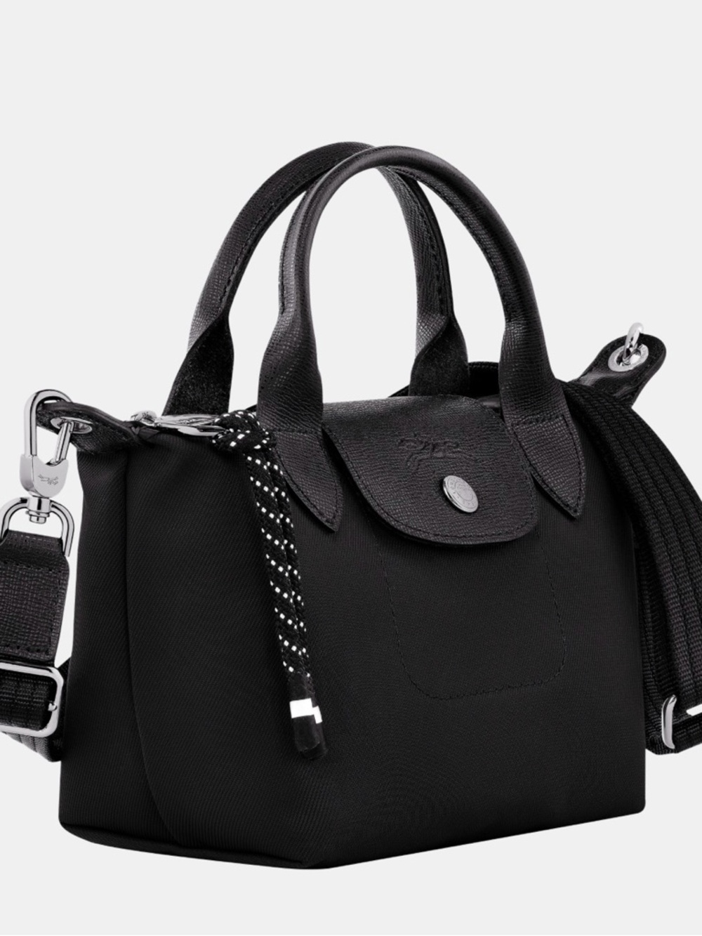 Longchamp Mini Black Nylon Top-Handle Crossbody Bag